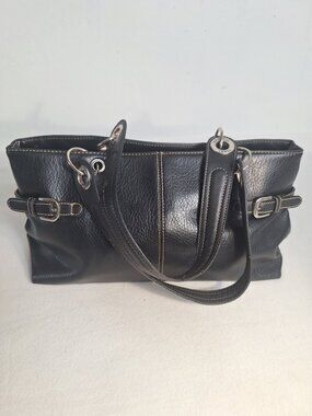 Tommy Hilfiger Black Faux Leather Shoulder Bag | Classic Everyday Tote